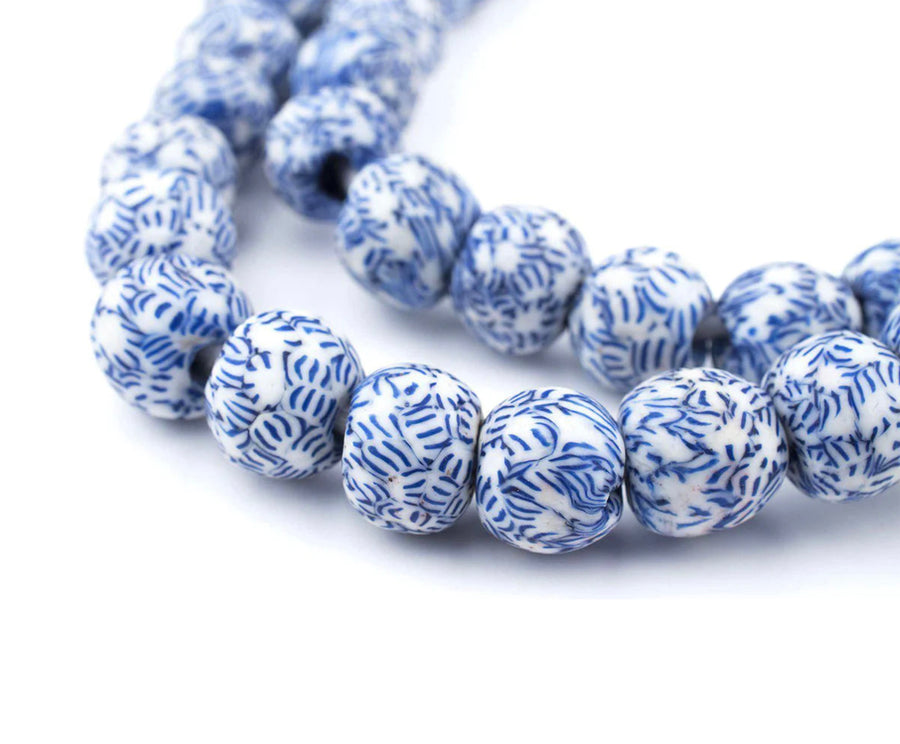BLUE & WHITE FUSED GLASS TRADE BEADS